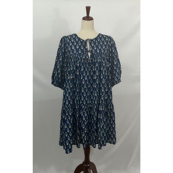 EMERSON FRY India Collection Sz M/L Marguerite Blue Isla Dress - Picture 12 of 16
